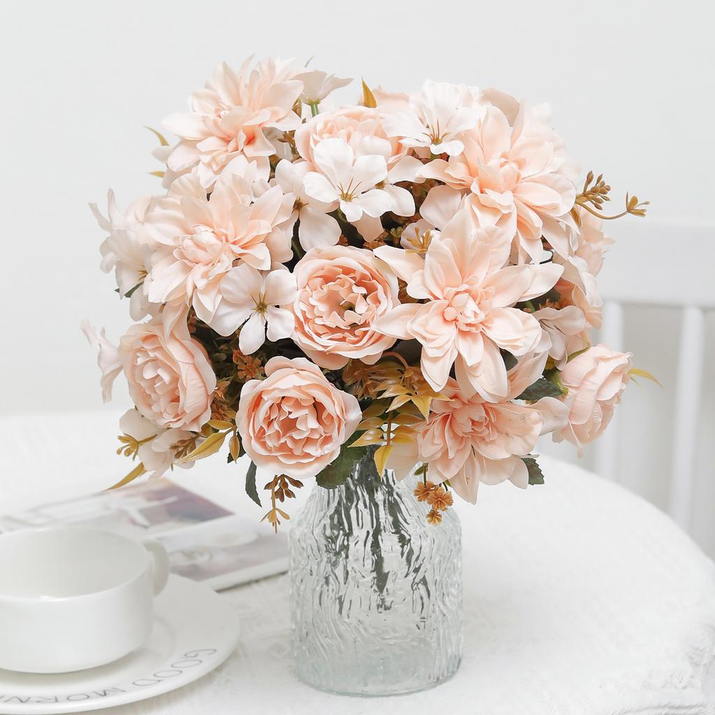 Peony Silk Artificial Flowers High Quality Home Living Room Wedding Bride Bouquet Party DIY Gift Dahlia Fake Flower Decoration