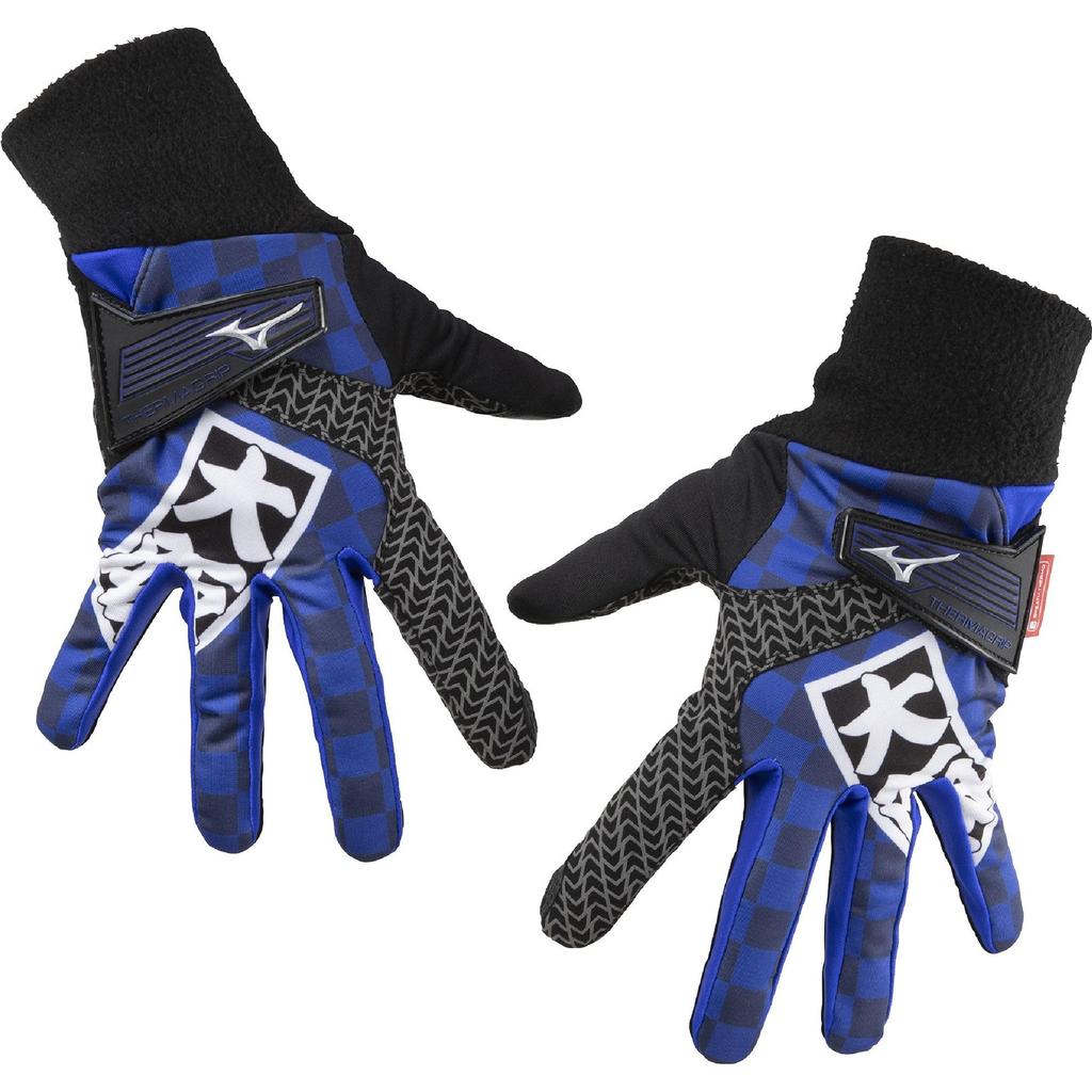 Mizuno Перчатки мужские ThermaGrip HAPPI COLLECTION, размер L, 5MGMB552, двусторонние, сине-черные, (25-26см),