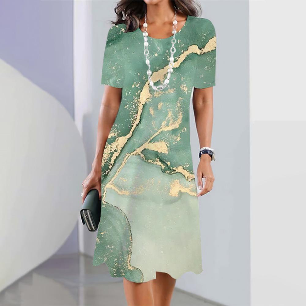 Женские платья Винтаж Текстурированный принт Топ с коротким рукавом Модная юбка Летние свободные платья Y2k Женская повседневная одежда