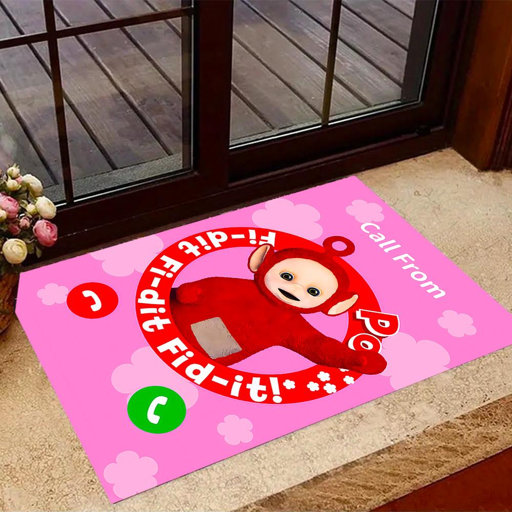 Teletubbies Scooter Adventure Themed Anti-Slip Rugs - Polyester Home Decor, Suitable for Bedrooms, Living Rooms, Doorways, Studios, and Decorations