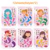 6/12Sheets Little Mermaid DIY Puzzle Stickers Funny Make A Face Assemble Sticker Kids Birthday Party Favors Pinata Filler Toys