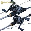 Freshwater Saltwater Travel Fishing Rod Reel Combos 5 Sections Casting Rod 12+1BB Baitcasting Reel