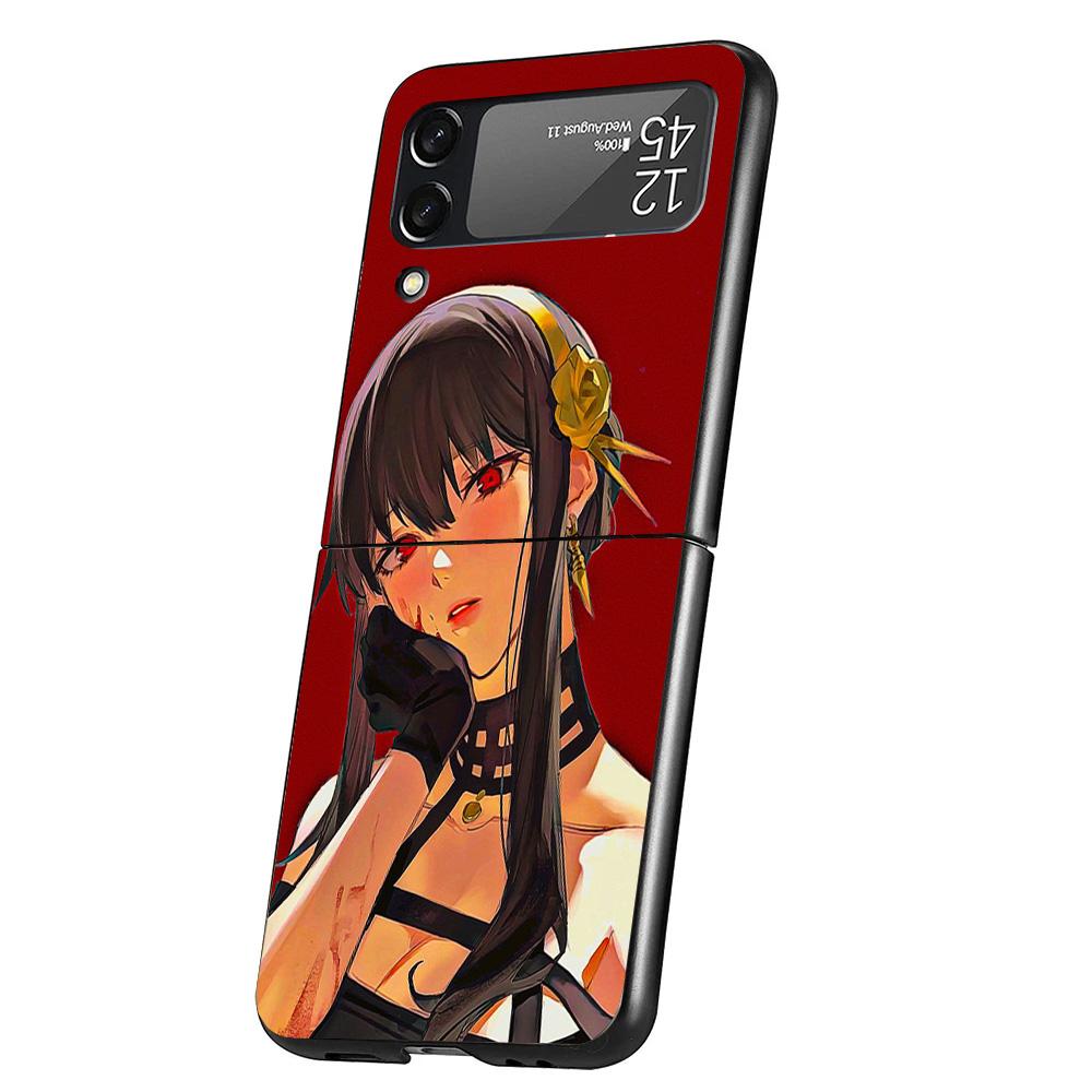 S-Spy Family Yor F-Forger Cover Phone Case For Samsung Galaxy Z Flip 7 6 5 4 3 5G Flip7 Flip6 Flip5 Flip4 Flip3 Black Fundas She