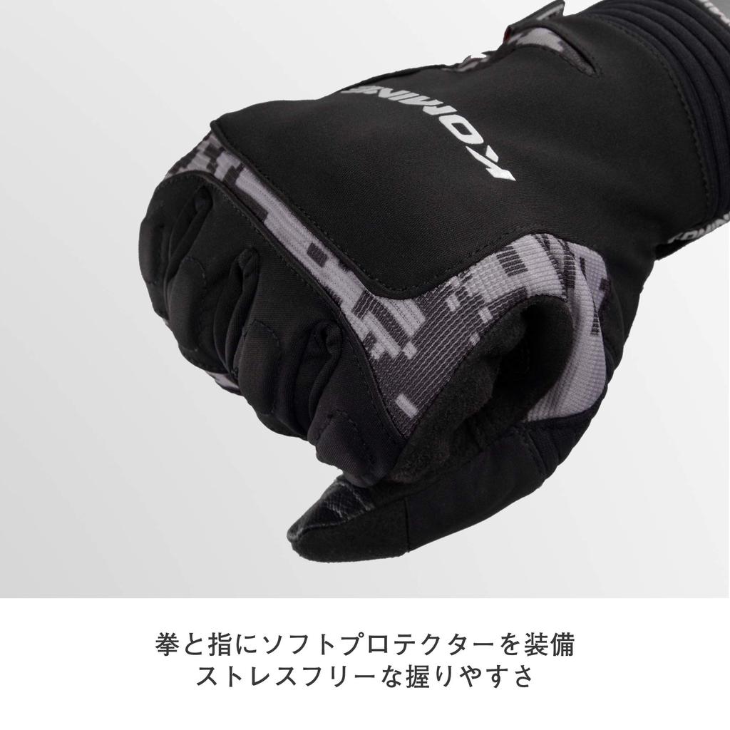 KOMINE Motorcycle Winter Gloves Carthage C L 1010 For and Spring Waterproof Cold Protection Stretch Material - Black/Digital GK-801 Fall, Winter,