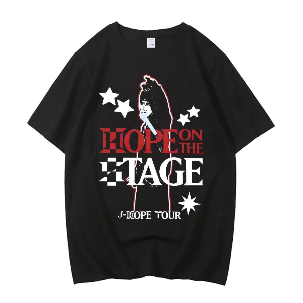 Новая футболка JHope Hope on The Stage Tour Летняя Корейская Смешные Футболки 2024 Хлопок Харадзюку Футболка Мужская Свободные Топы