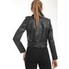 Women's Black Belted Leather Coat Jacket