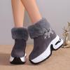 Women's Wide Width Suede Snow Boots, Plush Lined Height Increasing Booties, European Style Winter Ankle Boots