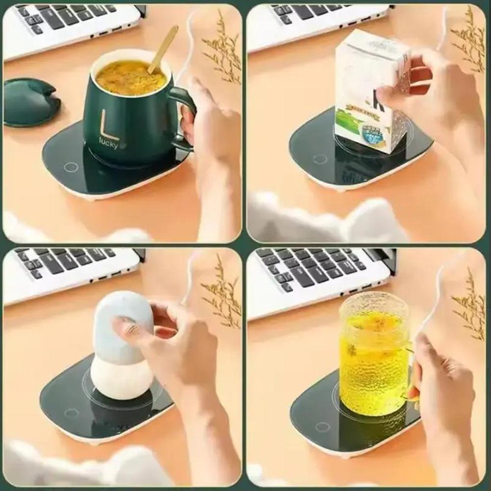 55℃ Умная кружка для кофе, электрическая керамическая кружка для подогрева чая с молоком на 400 мл, многофункциональный набор чашек с термостатом для подарка