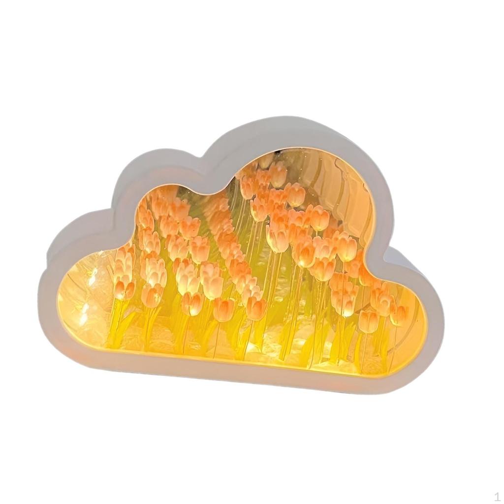 9 Flower Lamp DIY Mirror Night Light Gift Housewarming Tabletop Decoration for Home Office