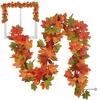 Fall Artificial Maple Garland Red Orange Hanging Vine for Autumn Thanksgiving Front Door Table Decoration