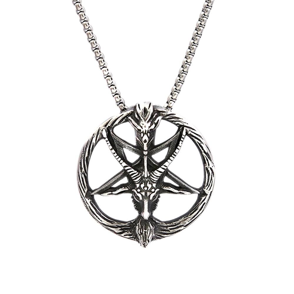 Панк Винтаж Пентаграмма Овечье Ожерелье для Мужчин Готический Нержавеющей Стали Животное Кулон Амулет Модные Ювелирные Изделия Подарки Оптовая Продажа