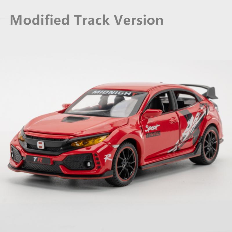 FIQ1 1:32 HONDA CIVIC TYPE-R Металлическая модель автомобиля Литье под давлением и игрушечные транспортные средства Металлическая модель спортивного автомобиля Звук и свет Коллекция Подарок для детей
