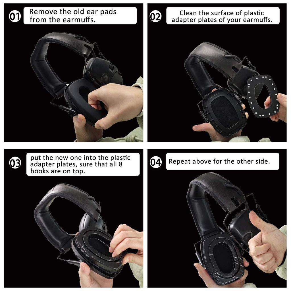 PROHEAR GEP02 Gel Ear Pads for Honeywell Headsets, Memory Foam Replacement Earmuff Cushions with Plastic Adapter Plate