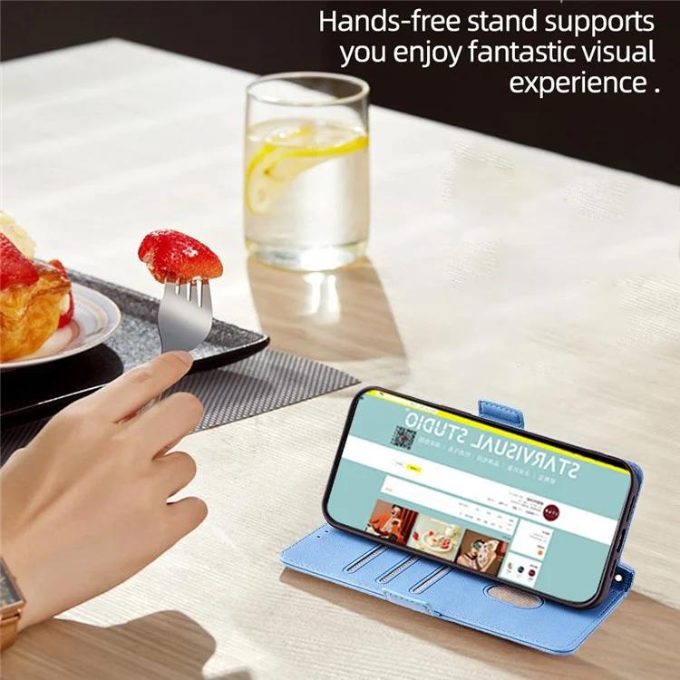 Для TCL 505 чехол-кошелек с защитой от царапин из искусственной кожи, отделения для карт, чехол для телефона с ремешками - синий