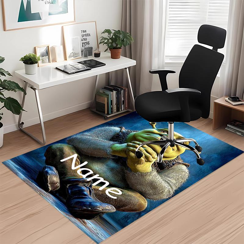 Custom Name Shrek Printed Carpet Rug For Office Chair Living Room Bedroom Kitchen Room Decor Gifts