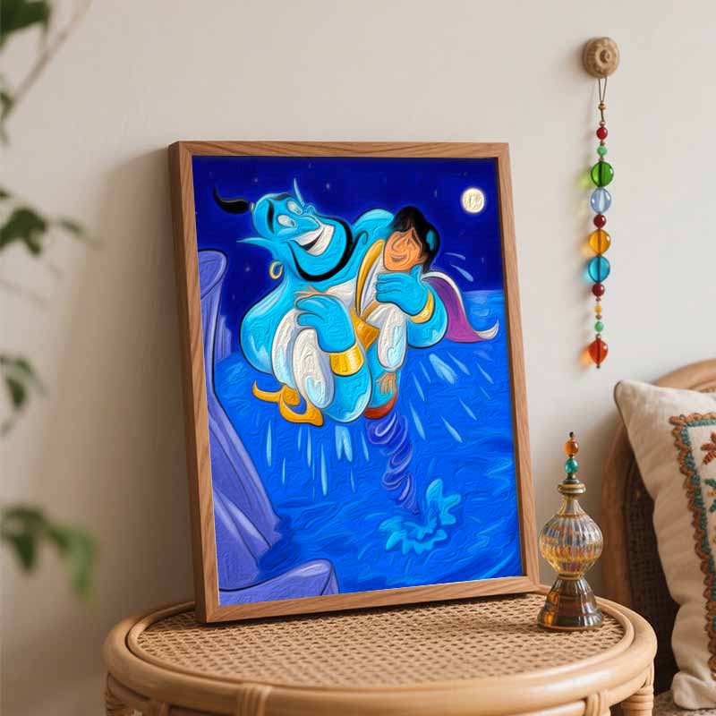 Disney DIY Aladdin Genie Painting Kit Home Wall Decor Handmade Gift Canvas Art Set Personalized Hobby Craft Painting For Adult Room Decor