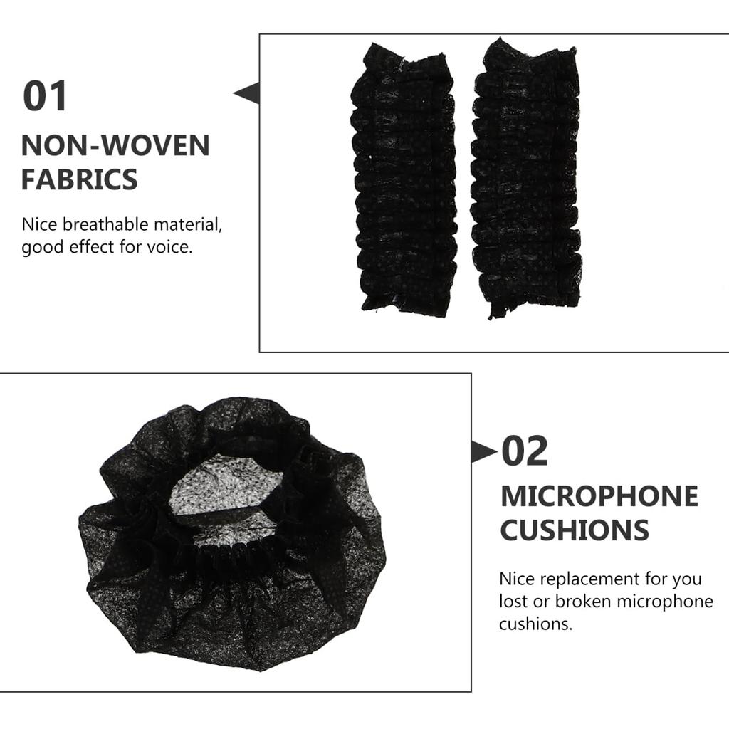 Ibasenice Одноразовые нетканые чехлы для микрофона, упаковка 200 штук, Защита для микрофона для караоке, Снижение шума, Защита от брызг, Ветрозащита,