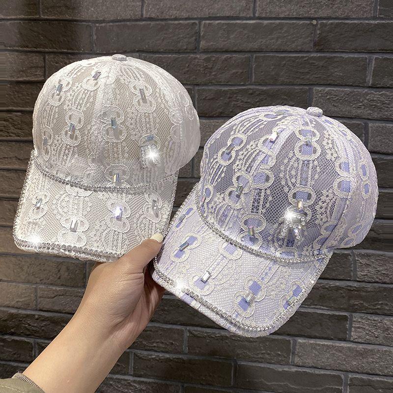 Бейсболка женская со стразами и буквой R мягкая кружевная кепка солнцезащитная летняя пляжная кепка для отдыха на природе