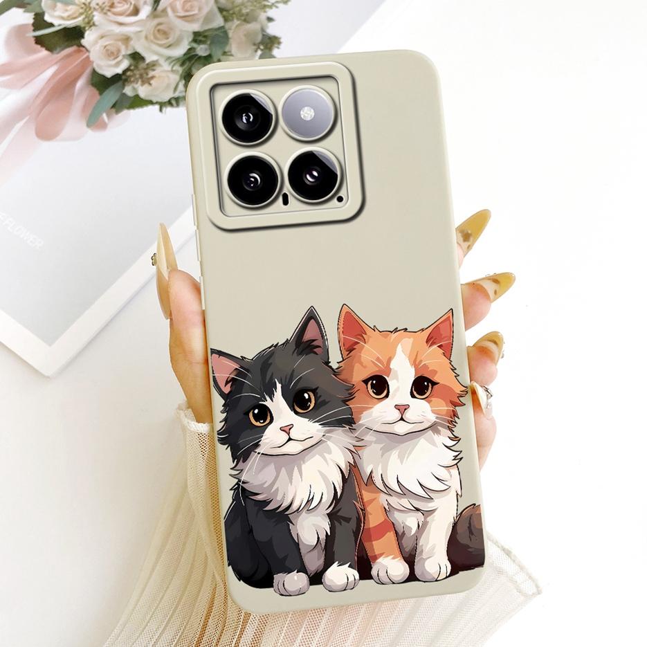 Чехол для Xiaomi Mi 14 Pro Милый Мультяшный Кролик Защитный от ударов Мягкий ТПУ Чехол для Телефона Для Xiaomi 14 Pro Mi14 Pro 5G Задняя Крышка Сумки