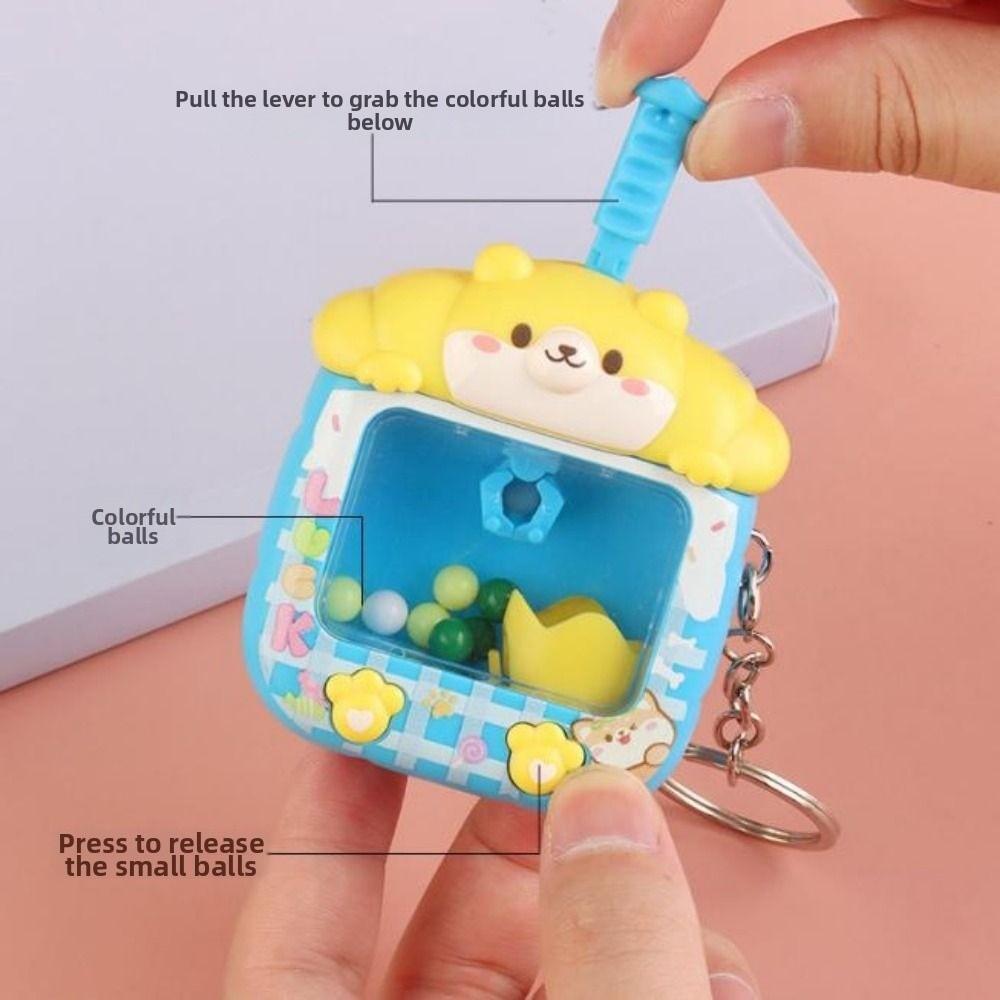 Cartoon Catching Ball Machine Keychain Plastic Tiny Arcade Games Pendant Funny Finger Toys Gifts