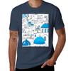 Santorini Blue And White Paradise Tshirt Big Size Crew Neck Tshirt