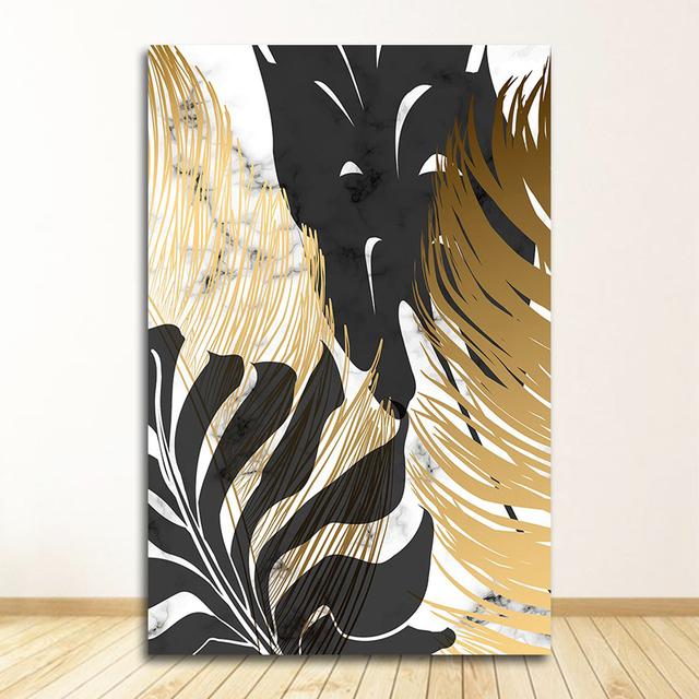 Wall Art Pictures for Living Room Modern Decor Nordic Plants Golden Leaf Canvas Painting Botanical Posters and Print Abstract