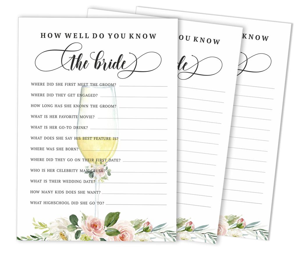 Inkdotpot 50A Floral Brunch & BubblyA BingoA GameA CardsA For Bridal Wedding Shower Bachelorette Party Bulk Blank Square Fill In Gift