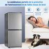 106L Energy-Saving Mini Fridge, 60L Fridge + 46L Freezer, 7 Temperature Settings, Silver Door + Black Body, LED Lighting, 166 kWh/Year, 45 dB