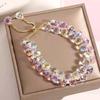 Fashion Brilliant Purple Crystal Bracelet for Women Girls Children Exquisite Zircon Handmade Beads Charm Bracelets Jewelry Gift