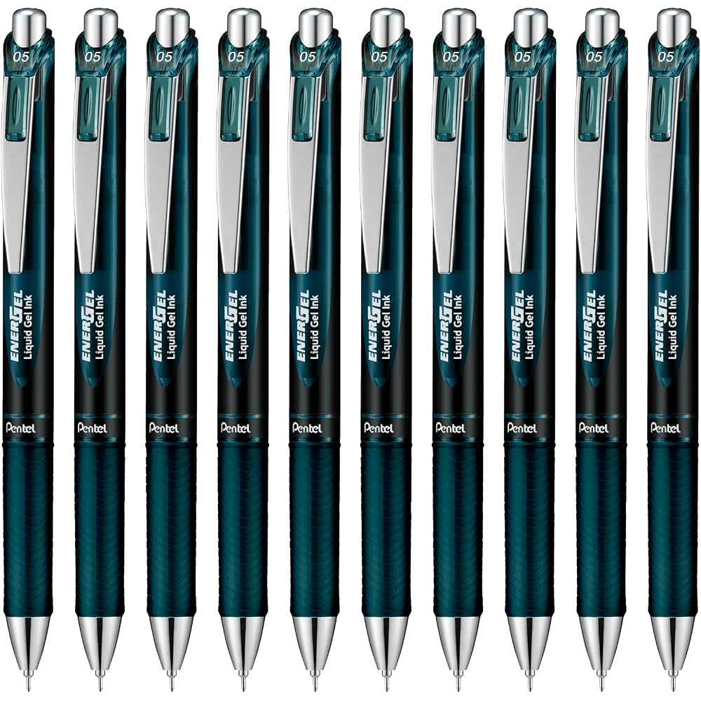 Pentel Шариковая гелевая ручка Гелевая нажимного действия 0,5 мм 0 BLN75A2-SA Индиго Черный 10 шт.