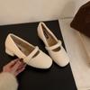 Coarse Heel White Fluffy Shoes Mary Jane Single Shoes Women's Shoes 2025 Spring and Autumn New Fairy Wind Velvet Warm Cotton Shoes