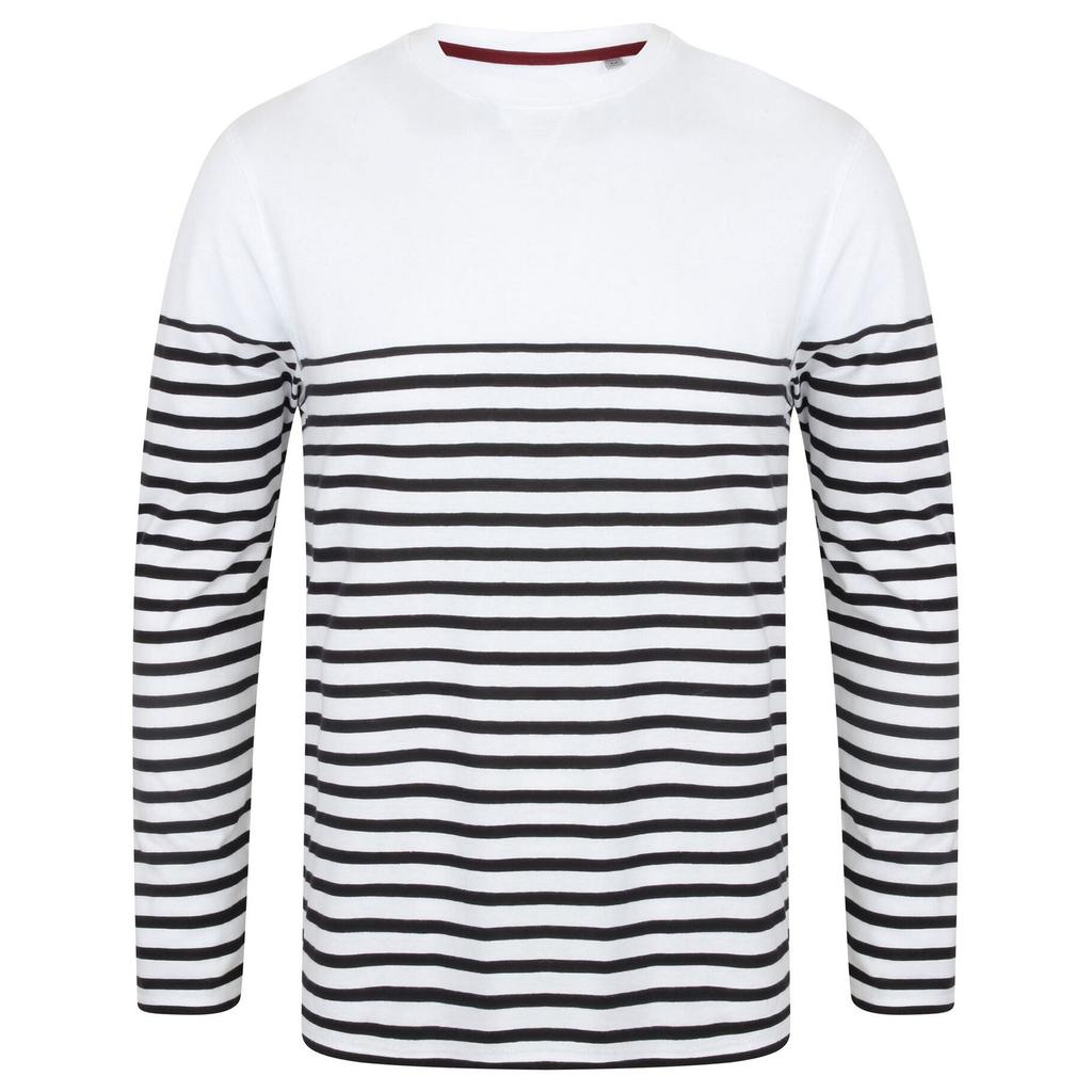 Front Row Мужская футболка в бретонскую полоску с длинным рукавом