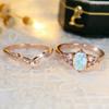 Vintage White Fire Opal Rings Set for Women Luxury Rose Gold Color Engagement Finger Rings Wedding Jewelry