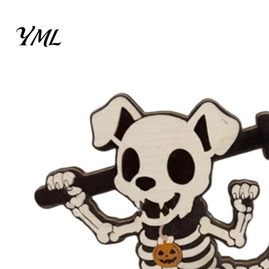 Halloween Tabletop Decor Paper Towel Holder, Wooden Skeleton/Ghost/Cat/Pumpkin/Witch Stand, Creative Holiday Ornament Gothic Roll Storage Organizer