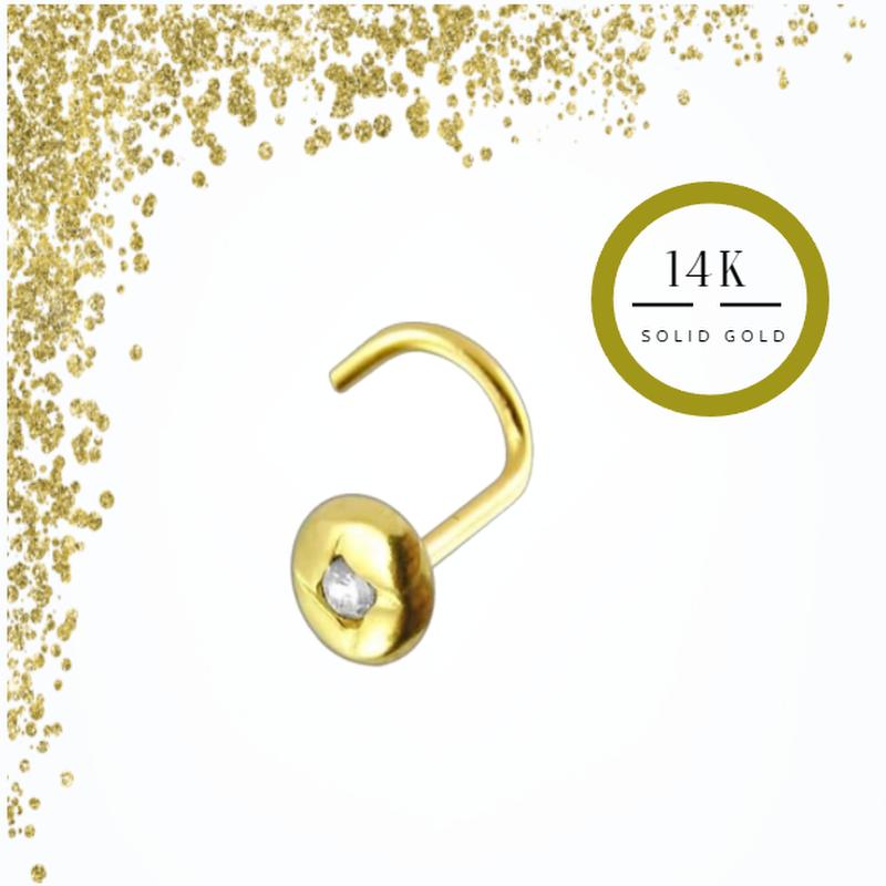 KODY PIERCING 14k Gold Piercing Nose Screw With a Cubic Zirconia - Quality Piercing