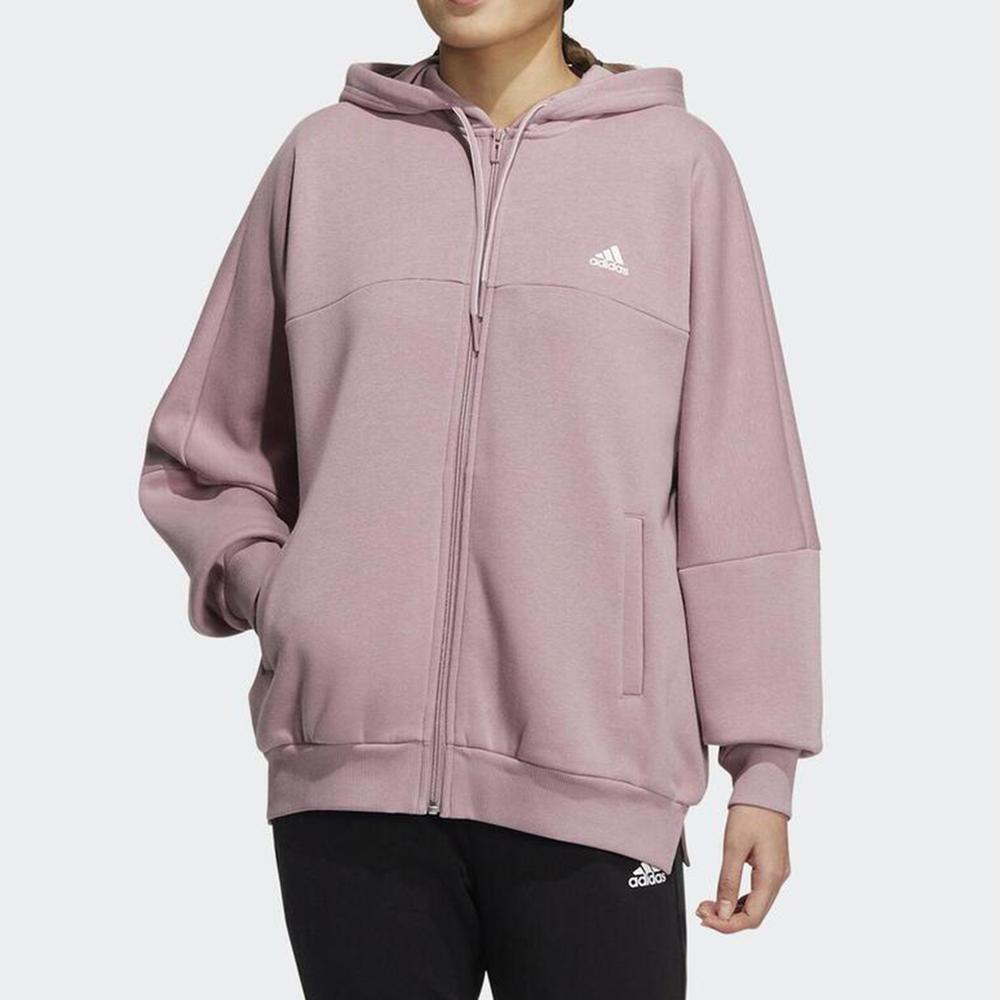 adidas Худи с полосатой нашивкой-логотипом, женское, с длинным рукавом, повседневное, спортивное, волшебный фиолетово-розовое, верхняя одежда HM2811