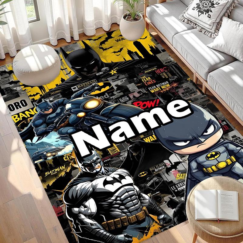 Custom Name Personalized Batman Print Carpet, Versatile Home Decor Rug, for Playroom, Apartment, Balcony, Entryway, Hallway Gift