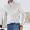 Men Fall Spring Top V Neck Zipper Stand Collar Solid Color Soft Warm Pullover Elastic Casual Men Daily Shirt