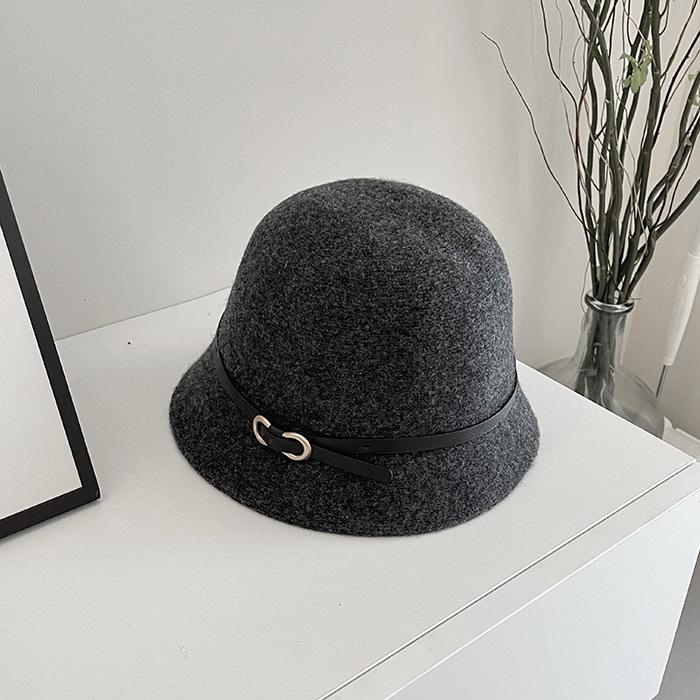 Single Retro Dome Woolen Top Hat Women's Autumn and Winter Fashion Wool Knitted Hat Bucket Hat Basin Hat