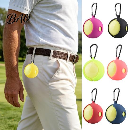Golf Ball Travel Case Silicone Cover with Carabiner, Portable Standard Holder, Flexible Carrier Protective Sleeve, Accessories, Gift for Golfers