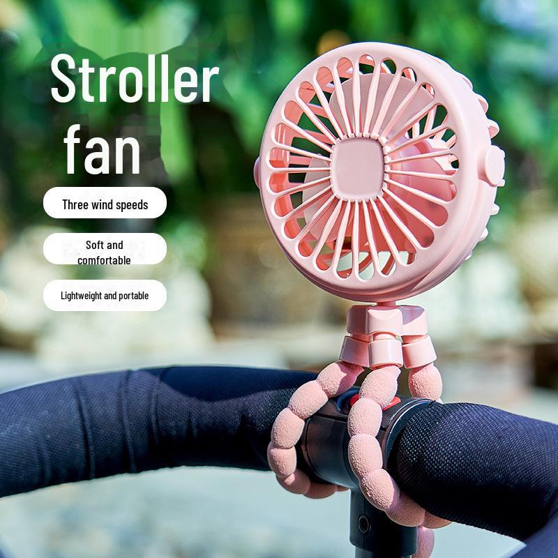 Octopus Rechargeable Handheld Mini Fan with Night Light for Baby Strollers, Dorms, and Offices
