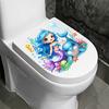 Toilet Sticker, Traceless Tear-Off Design Waterproof PVC Decal, Self-Adhesive Ocean Mermaid Pattern Bathroom Sticker with Dolphins Jellyfish Seahorses