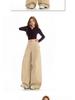 2025 Women's Autumn Khaki Wide-Leg Casual Drapey Floor-Length Pants