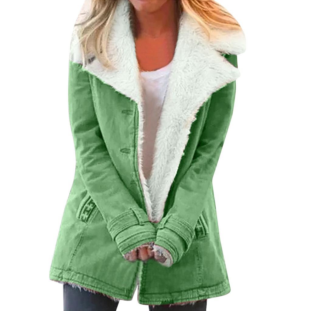 Женская модная повседневная верхняя куртка с длинным рукавом и мягкой подкладкой, теплая куртка на пуговицах из хлопка