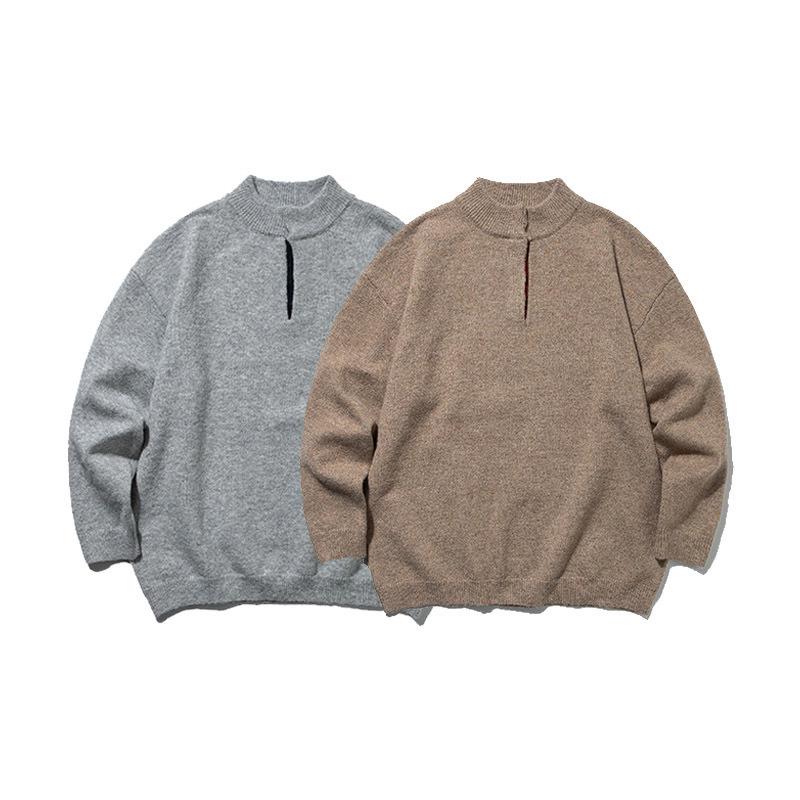 QIYOU 2025 Autumn Japanese Retro Unisex Half High Neck Sweater