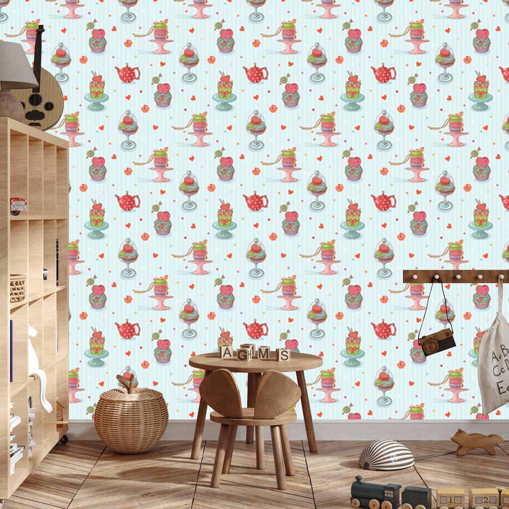 Colorful Pastries Wallpaper for Living Room and Bedroom 50x1000