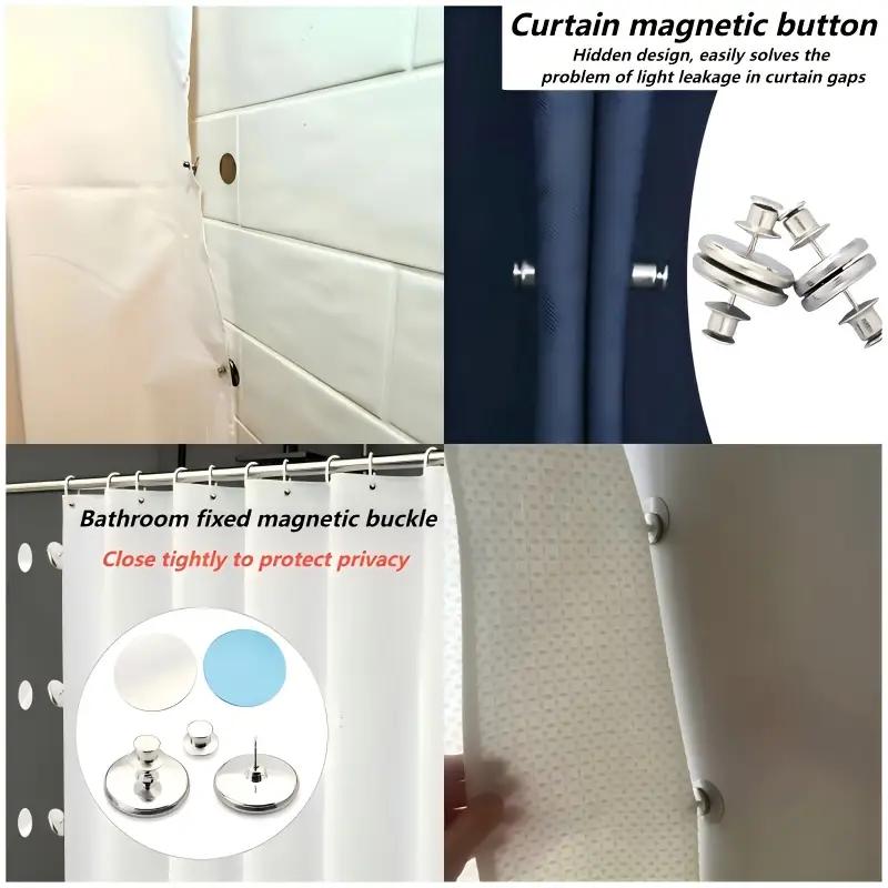 2 шт. фиксаторов зазоров для штор, магнитные пряжки-застежки на обоих концах края занавески для душа, настенные крючки-зажимы по бокам для предотвращения утечки света