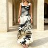Women's Sleeveless Maxi Dress Abstract Art Ink Wash,Loose Fit Lightweight City Casual Dress for Loungewear,Daily Wear & Outing
