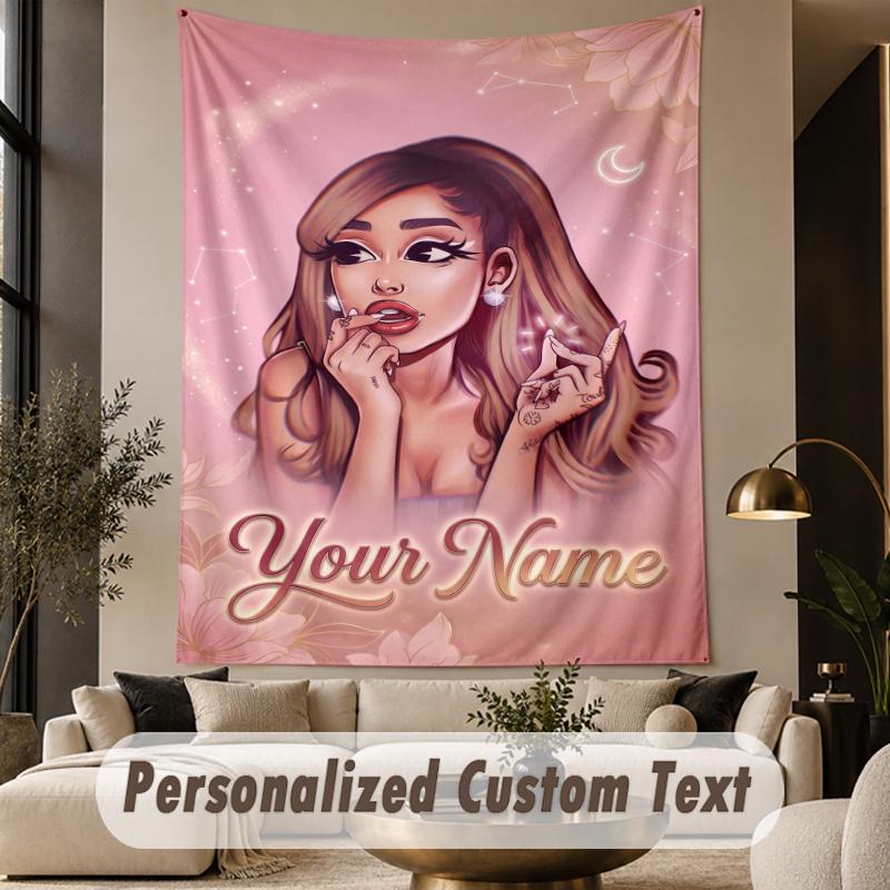 Custom Text Printed Tapestry Ariana Grande Pattern Large Wall Hanging Indoor Room Decor
