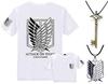 Amor E Attack On Titan Shirt Basement Key Necklace Costume Set Scout Regiment Wings of Freedom [Entregando Paz] + + 3-Piece (M, White)
